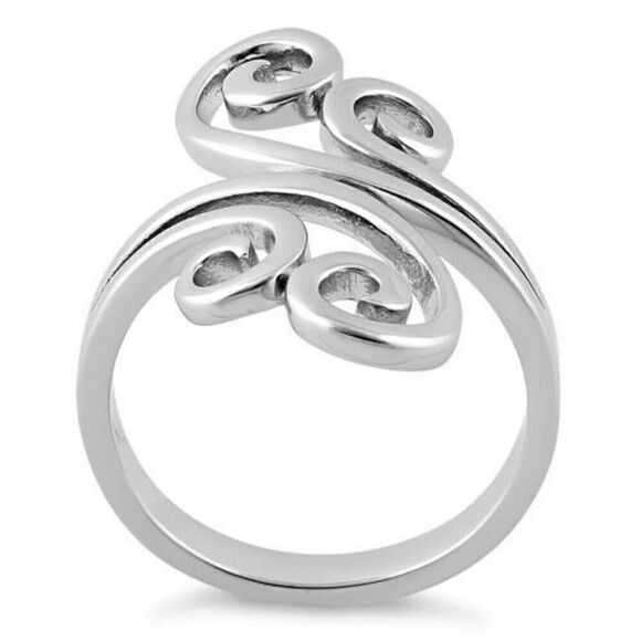 Sterling Silver Split Swirl Ring Womens Casual Statement Jewelry New - Picture 3 of 7
